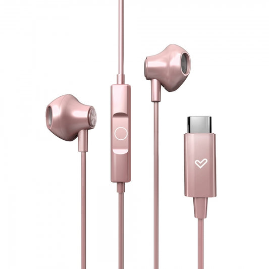 Energy Sistem Auriculares de Boton - Sonido HD - Conexion Tipo C - Microfono Integrado - Control de Reproduccion - Cable 120 cm - Packaging Reciclado - Color Rosa 1 pieza(s)