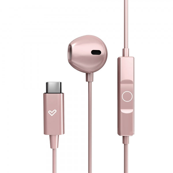 Energy Sistem Auriculares de Boton - Sonido HD - Conexion Tipo C - Microfono Integrado - Control de Reproduccion - Cable 120 cm - Packaging Reciclado - Color Rosa 1 pieza(s)