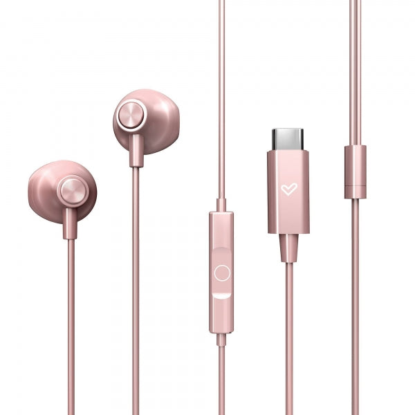 Energy Sistem Auriculares de Boton - Sonido HD - Conexion Tipo C - Microfono Integrado - Control de Reproduccion - Cable 120 cm - Packaging Reciclado - Color Rosa 1 pieza(s)