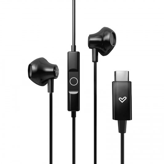 Energy Sistem Auriculares de Boton - Sonido HD - Conexion Tipo C - Microfono Integrado - Control de Reproduccion - Cable 120 cm - Packaging Reciclado - Color Negro 1 pieza(s)