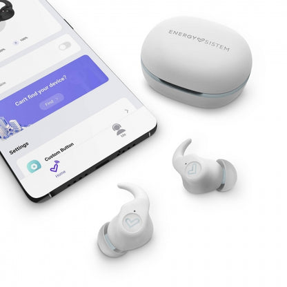 Energy Sistem Auriculares Inalambricos - True Wireless - Bluetooth 5.3 - IPX5 - 20h Autonomia - Secure-Fit+ - App Personalizable - Microfono Estereo - Color Blanco 1 pieza(s)