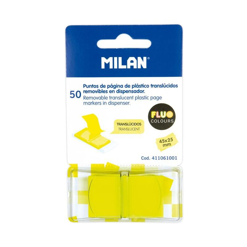 Milan - MILAN MARCADORES DE PÁGINA REMOVIBLES 50 PUNTOS 45X25MM AMARILLO TRASLÚCIDO