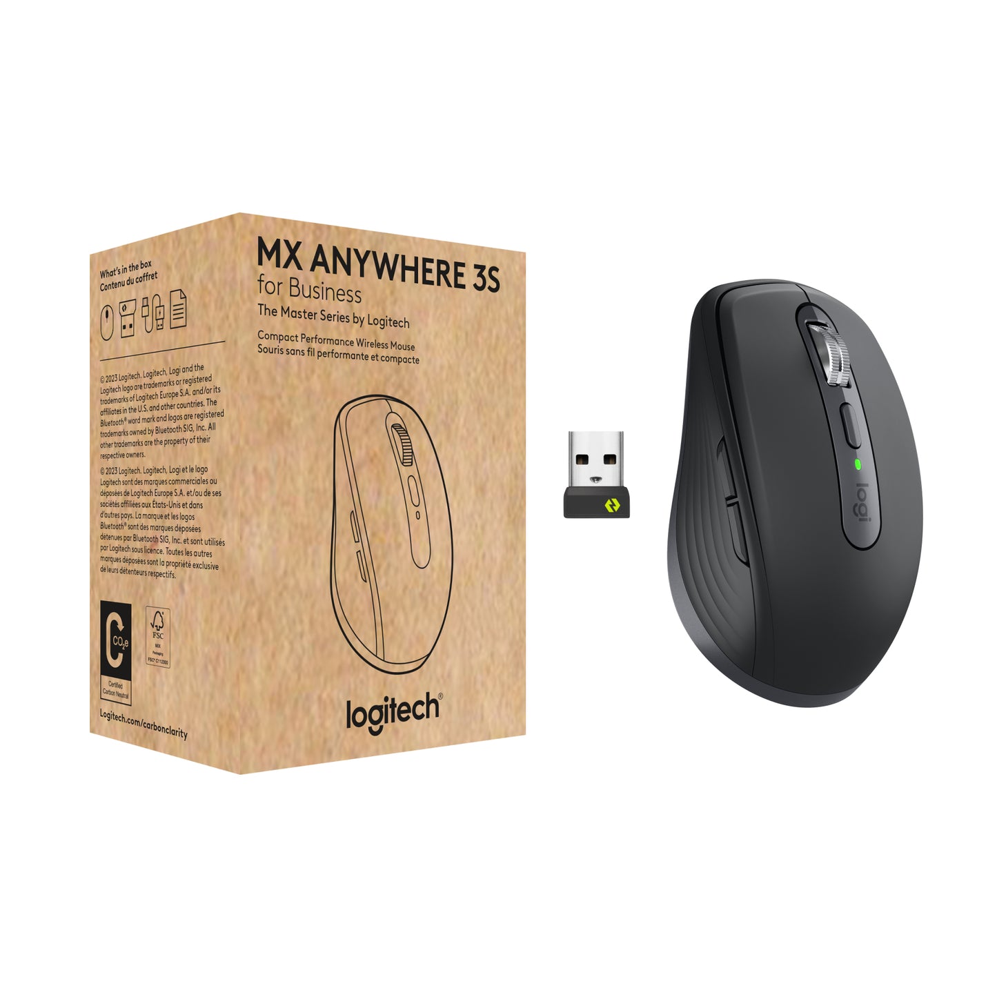 Logitech - MX Anywhere 3S for Business ratón Oficina mano derecha RF Wireless + Bluetooth Laser 8000 DPI