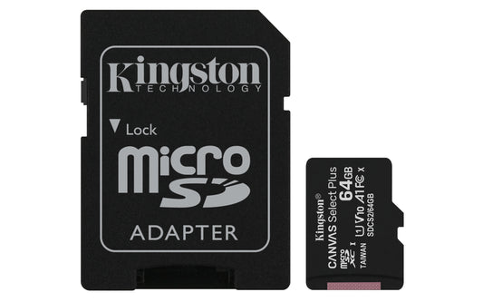 Kingston Tarjeta Micro SDXC 64GB Clase 10 100MB/s Canvas Select Plus + Adaptador SD 1 pieza(s)