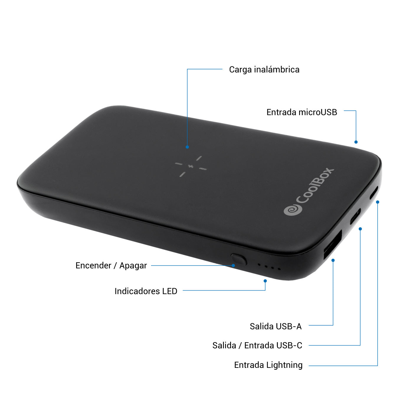 CoolBox - COO-PB10KW-BK1 batería externa 10000 mAh Cargador inalámbrico Negro