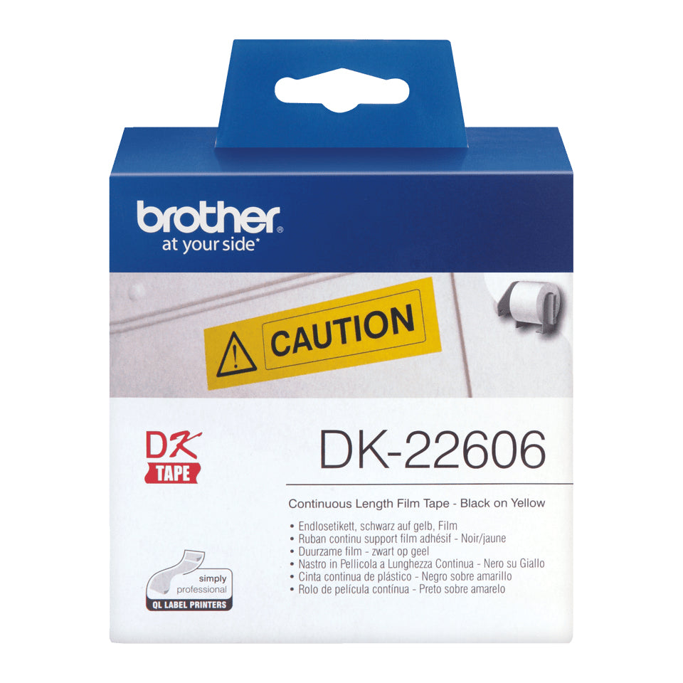 Brother - DK-22606 cinta para impresora de etiquetas Negro sobre amarillo