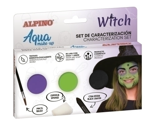 MAQUILLAJE ALPINO MAKE-UP POLVERA AQUA SET DE CARACTERIZACION BRUJA