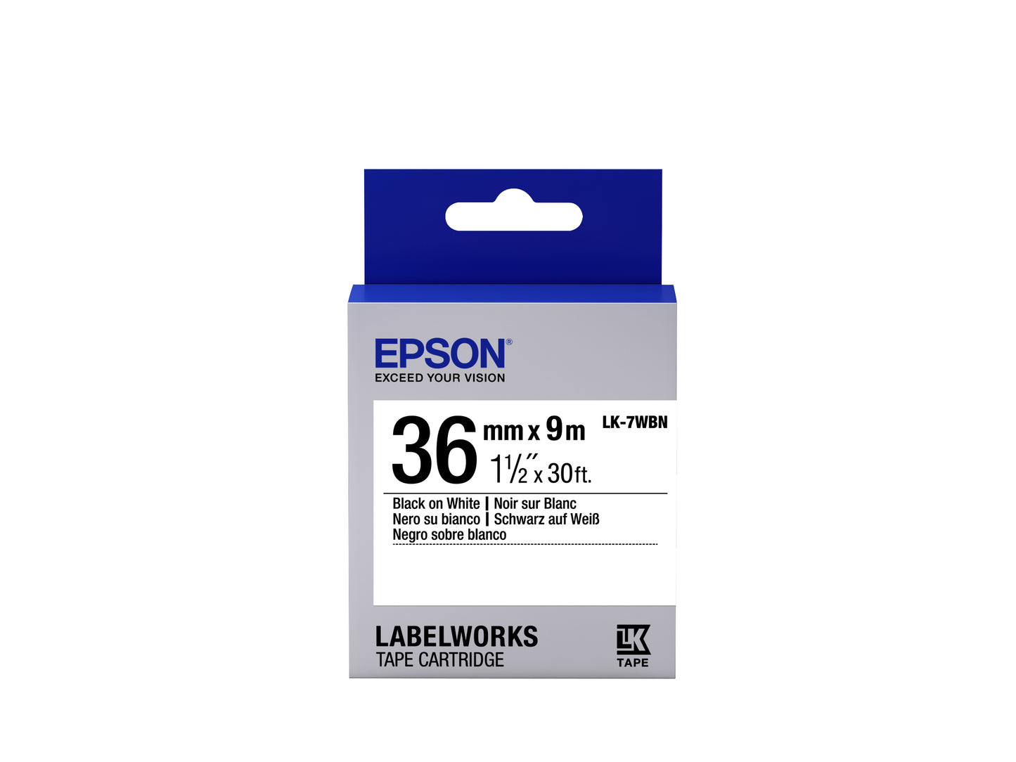 Epson - Cinta estándar - LK-7WBN estándar negra/blanca 36/9