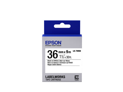 Epson - Cinta estándar - LK-7WBN estándar negra/blanca 36/9