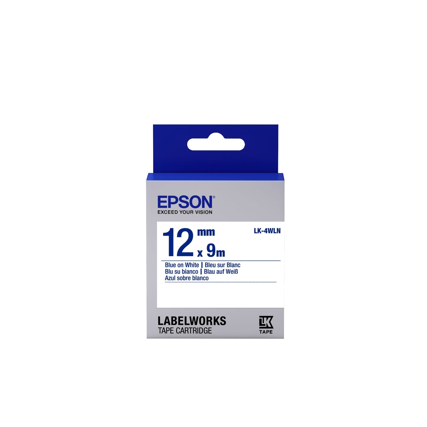 Epson - Cinta estándar - LK-4WLN estándar azul/blanca 12/9