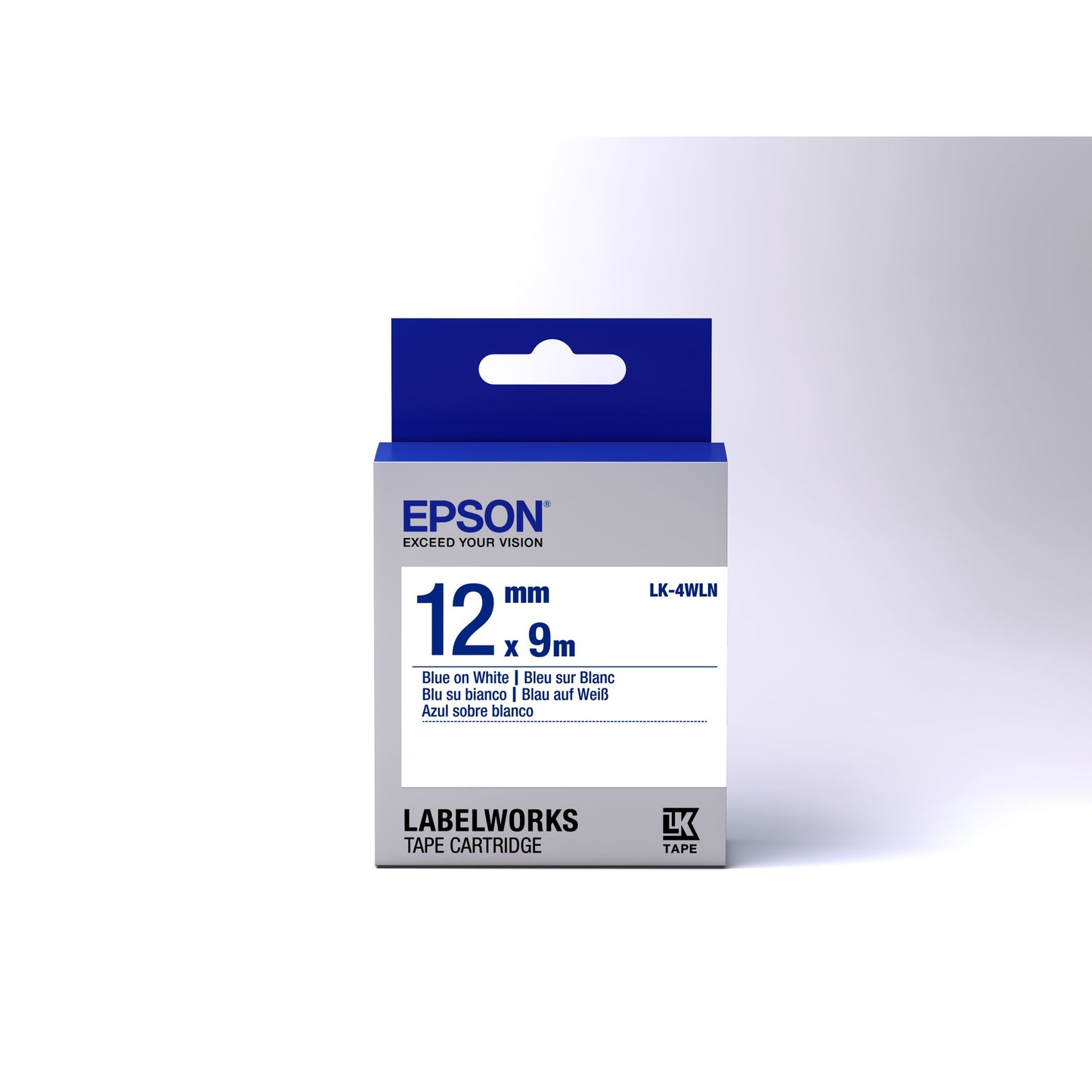 Epson - Cinta estándar - LK-4WLN estándar azul/blanca 12/9