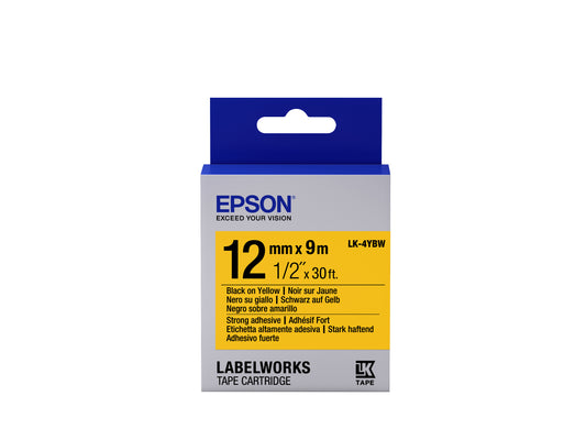 Epson - Cinta adhesiva resistente - LK-4YBW cinta adhesiva resistente negra/amarilla 12/9