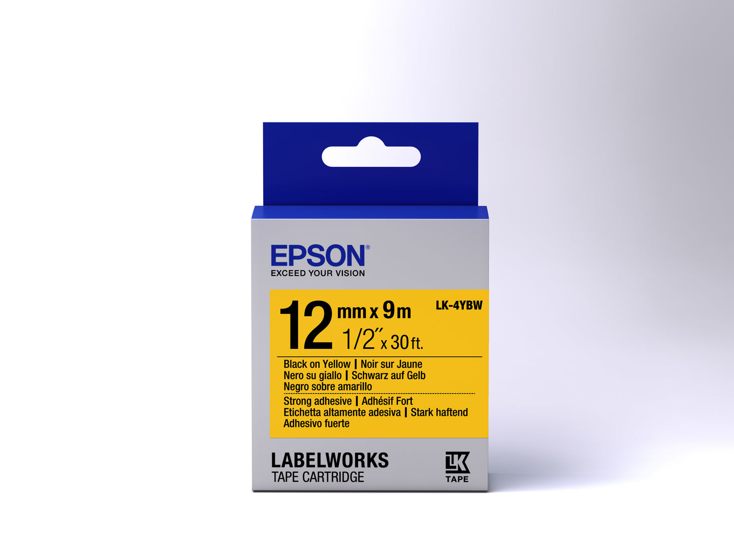 Epson - Cinta adhesiva resistente - LK-4YBW cinta adhesiva resistente negra/amarilla 12/9