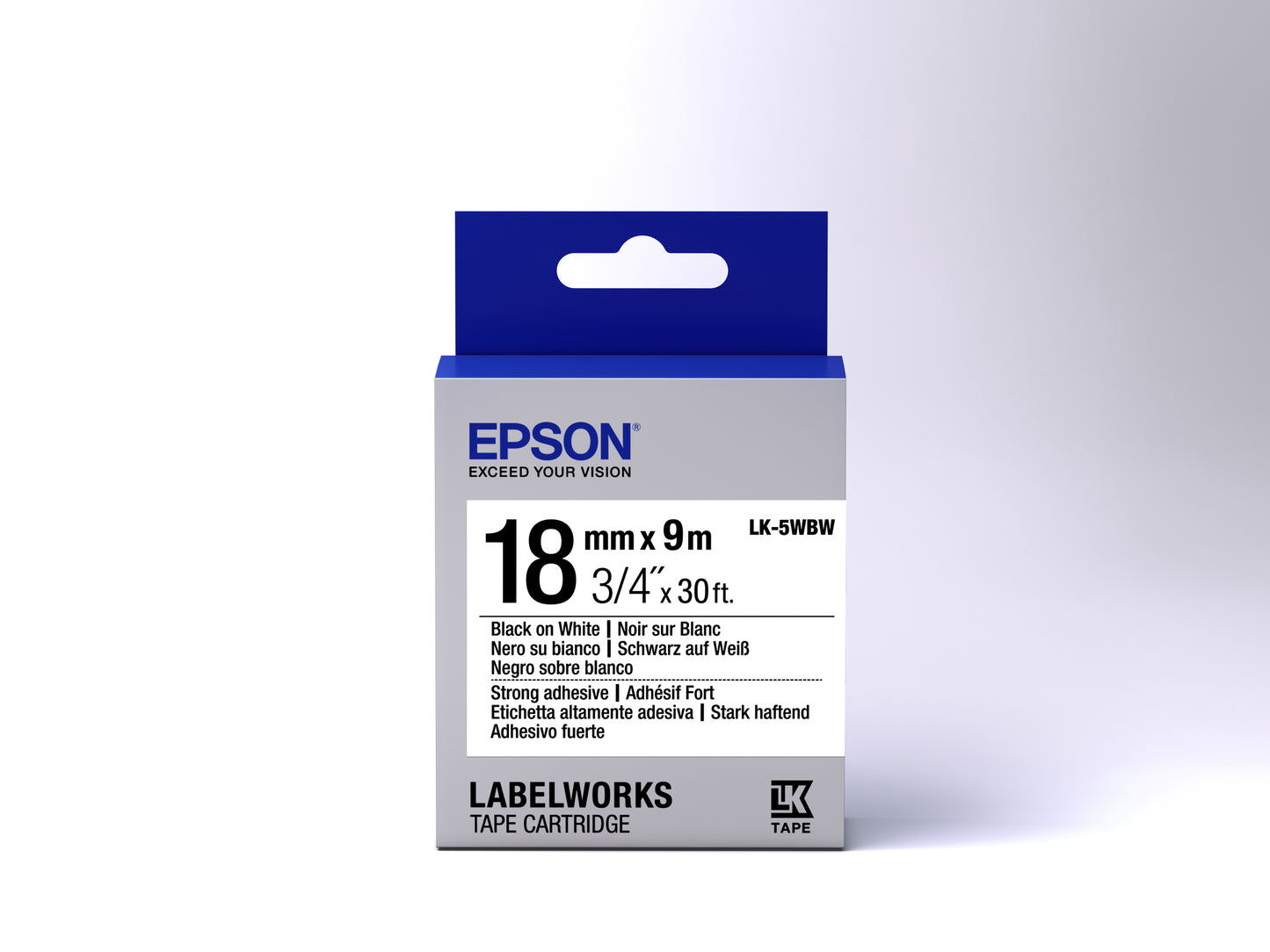 Epson - Cinta adhesiva resistente - LK-5WBW cinta adhesiva resistente negra/blanca 18/9