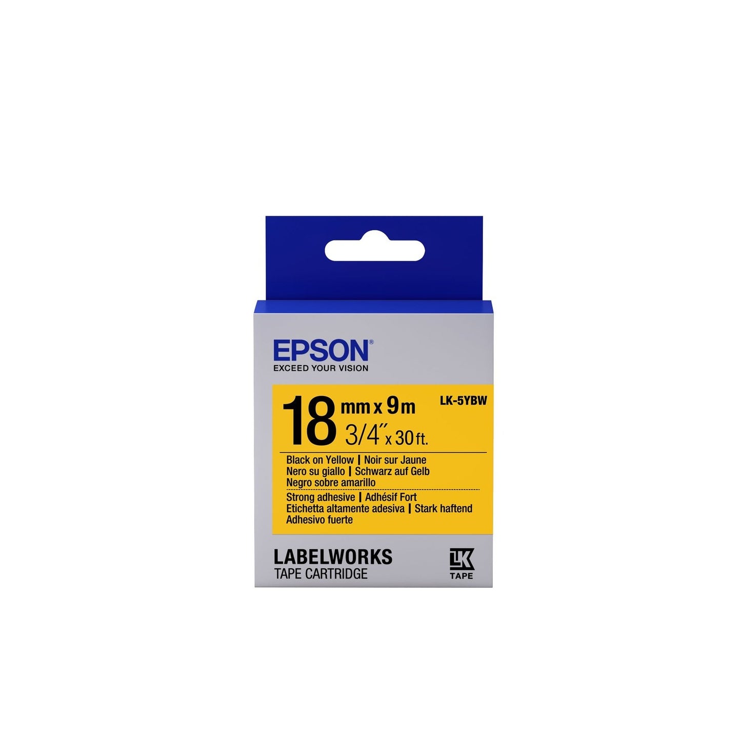 Epson - Cinta adhesiva resistente - LK-5YBW cinta adhesiva resistente negra/amarilla 18/9