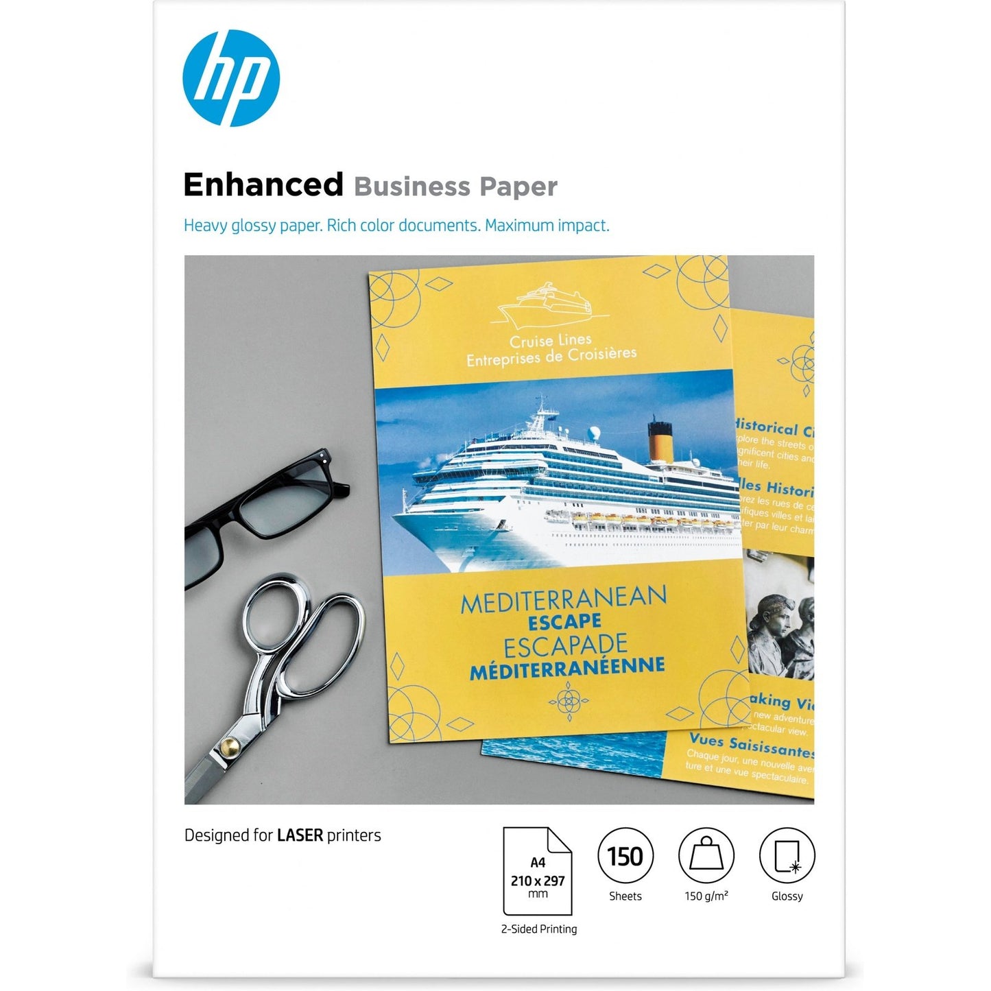 HP - Papel láser brillante profesional de 150 g/m²- 150 hojas/A4/210 x 297 mm