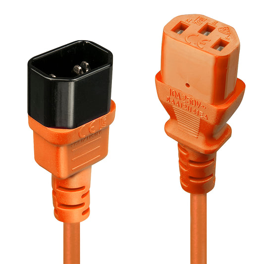 Lindy - 30475 cable de transmisión Naranja 2 m C13 acoplador C14 acoplador