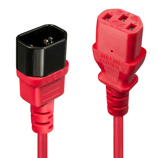 Lindy - 30478 cable de transmisión Rojo 2 m C14 acoplador C13 acoplador