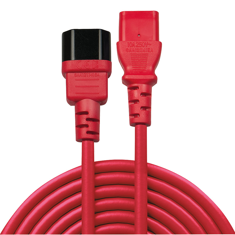 Lindy - 30478 cable de transmisión Rojo 2 m C14 acoplador C13 acoplador