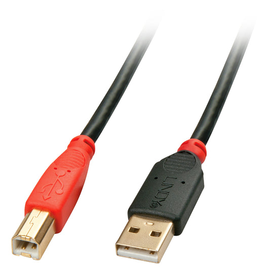 Lindy - 42762 cable USB USB 2.0 15 m USB A USB B Negro  Rojo