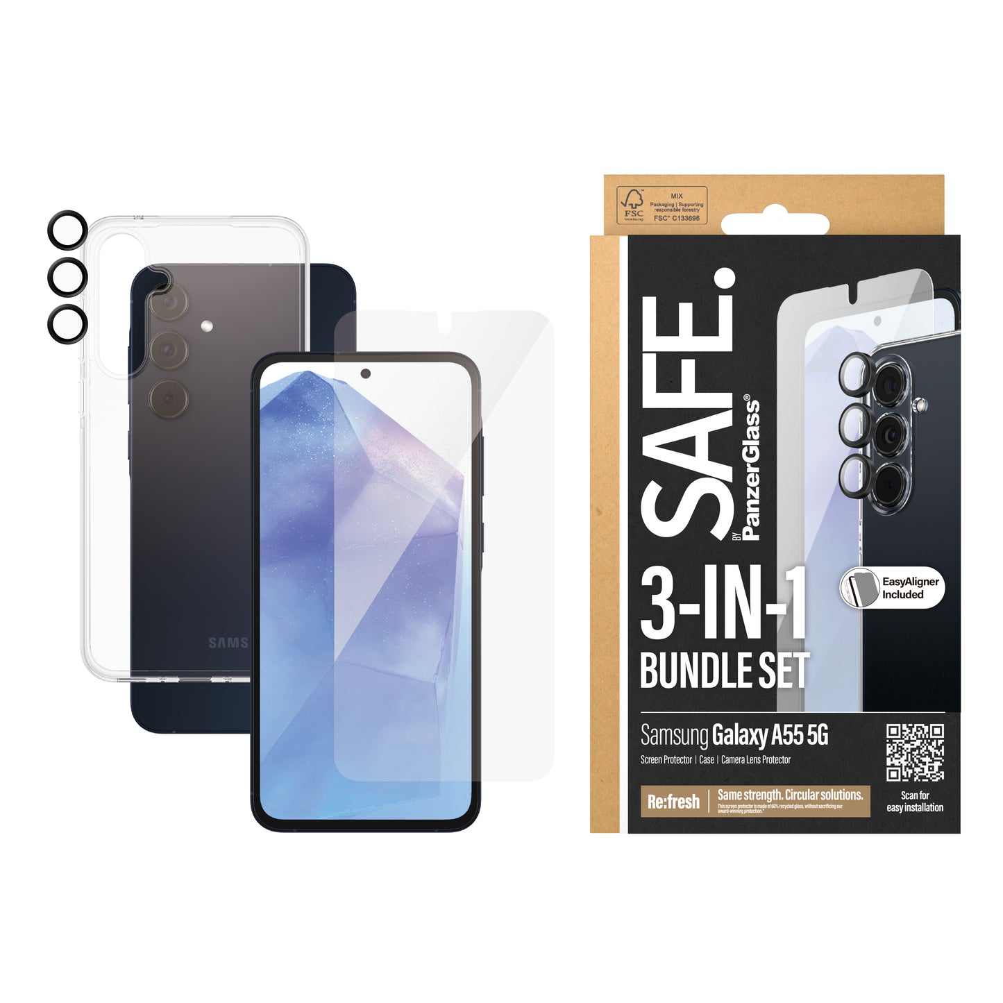 PanzerGlass - SAFE. by 3-in-1 Samsung New A55 5G Protector de pantalla 1 pieza(s)