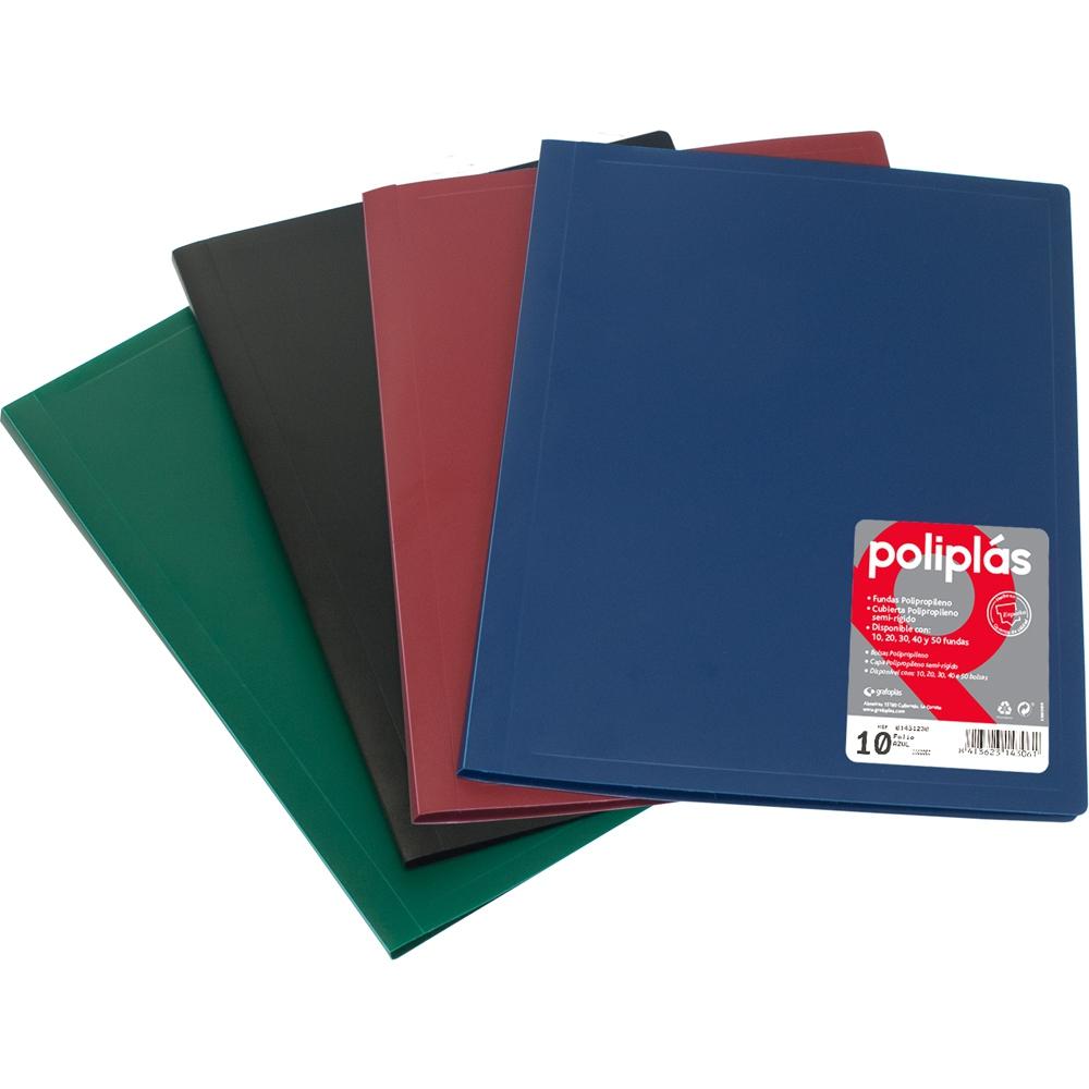 Grafoplas - GRAFOPLÁS CARPETA POLIPLÁS DE POLIPROPILENO OPACO CON 10 FUNDAS SOLDADAS FOLIO VERDE