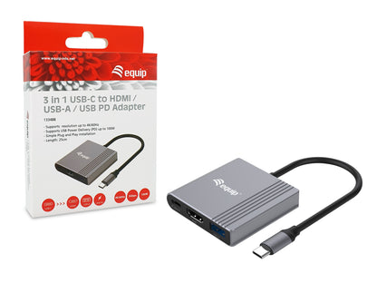 Equip - 133488 Adaptador gráfico USB 3840 x 2160 Pixeles Negro  Gris