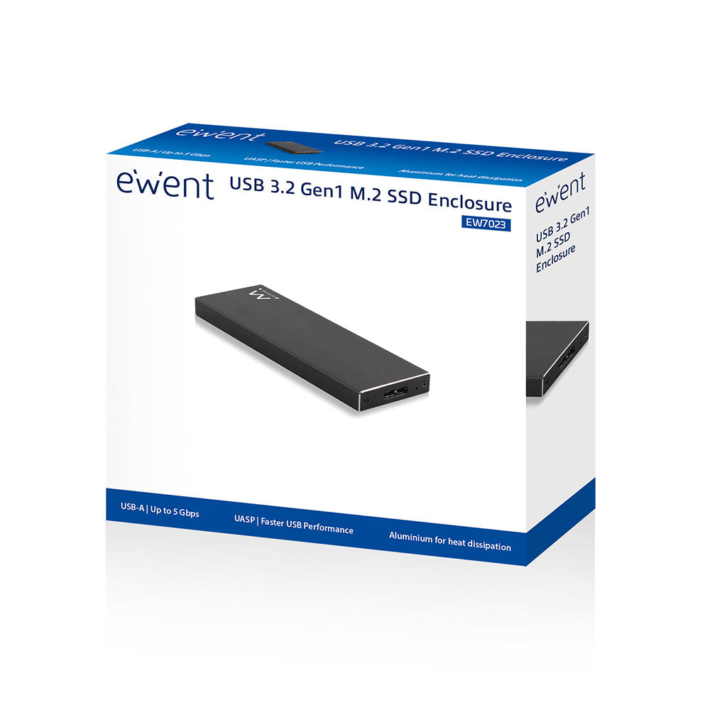 Ewent - EW7023 caja para disco duro externo Caja externa para unidad de estado sólido (SSD) Negro M.2