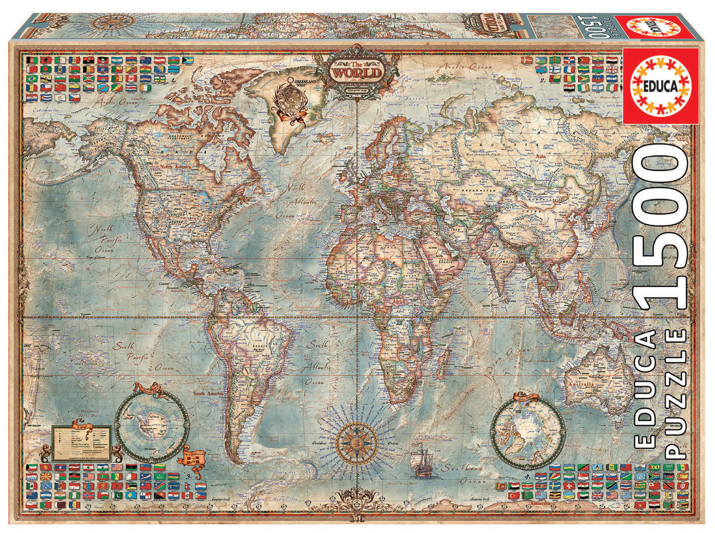 Educa - Political Map of The World Puzzle rompecabezas 1500 pieza(s) Mapas