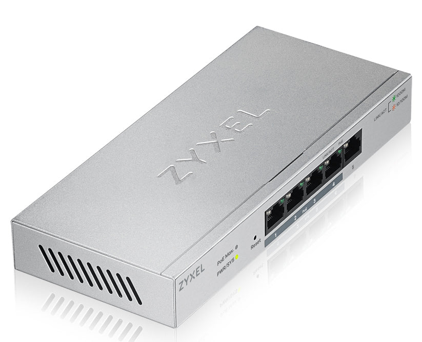 Zyxel - GS1200-5HP Gestionado Gigabit Ethernet (10/100/1000) Gris Energía sobre Ethernet (PoE)