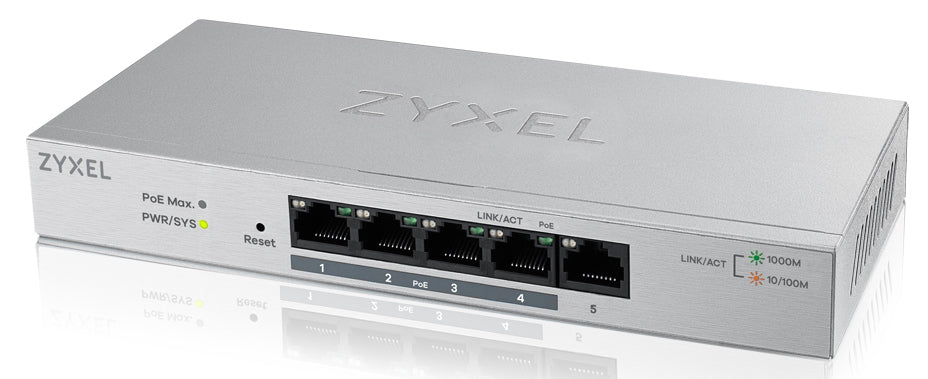 Zyxel - GS1200-5HP Gestionado Gigabit Ethernet (10/100/1000) Gris Energía sobre Ethernet (PoE)