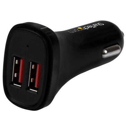 StarTech.com - Cargador de Coche USB de Dos Puertos - 24W / 4 8A - Negro