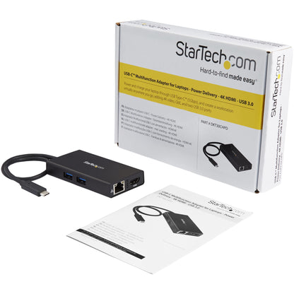 StarTech.com - Adaptador Multipuertos USB-C - Docking Station Portátil USB-C 4K HDMI - con Entrega de Potencia de 60W - GbE - Hub 2x USB-A 3.0- Mini Dock Portátil USB Tipo C para Portátiles