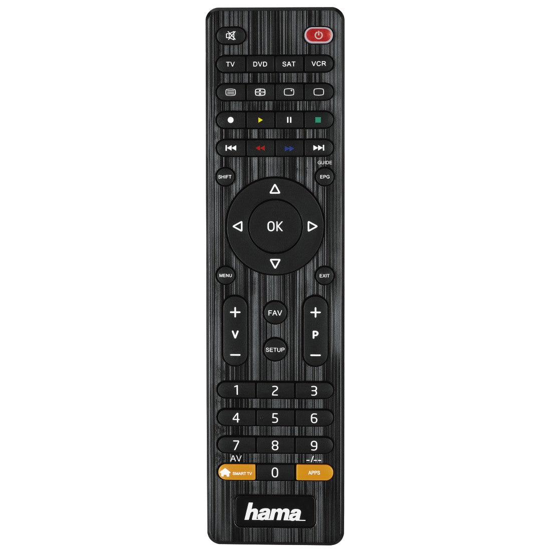 Hama - Mando de TV universal  para manejar hasta 4 aparatos  compatible con más de 1000 aparatos  color negro