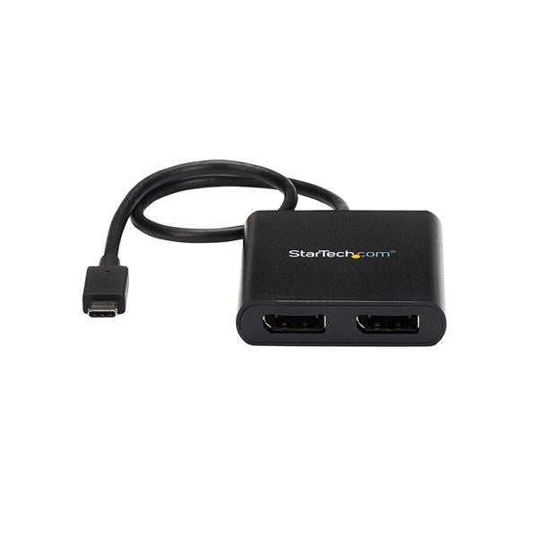 StarTech.com - Adaptador USB-C a DisplayPort 1.2 Doble - Hub MST USB Tipo C - Divisor Multiplicador DP Doble de 4K 30Hz/1080p 60Hz - con Cable Incorporado Extra Largo - Solamente para Windows