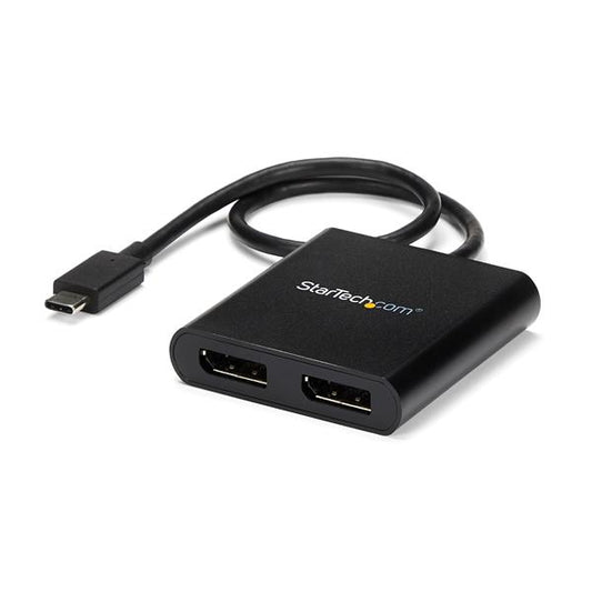 StarTech.com - Adaptador USB-C a DisplayPort 1.2 Doble - Hub MST USB Tipo C - Divisor Multiplicador DP Doble de 4K 30Hz/1080p 60Hz - con Cable Incorporado Extra Largo - Solamente para Windows