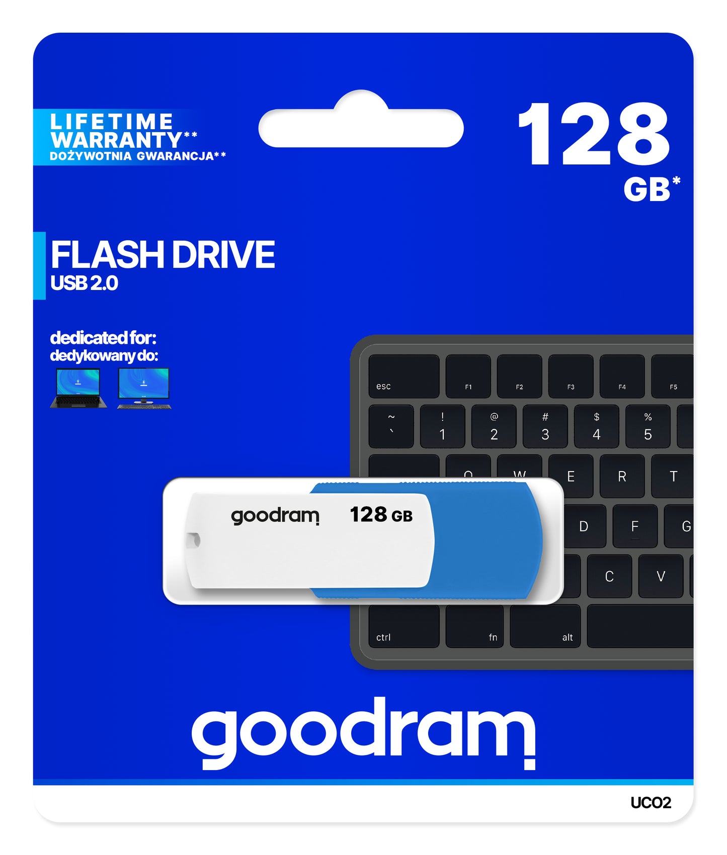 Goodram - UCO2 unidad flash USB 128 GB USB tipo A 2.0 Azul  Blanco