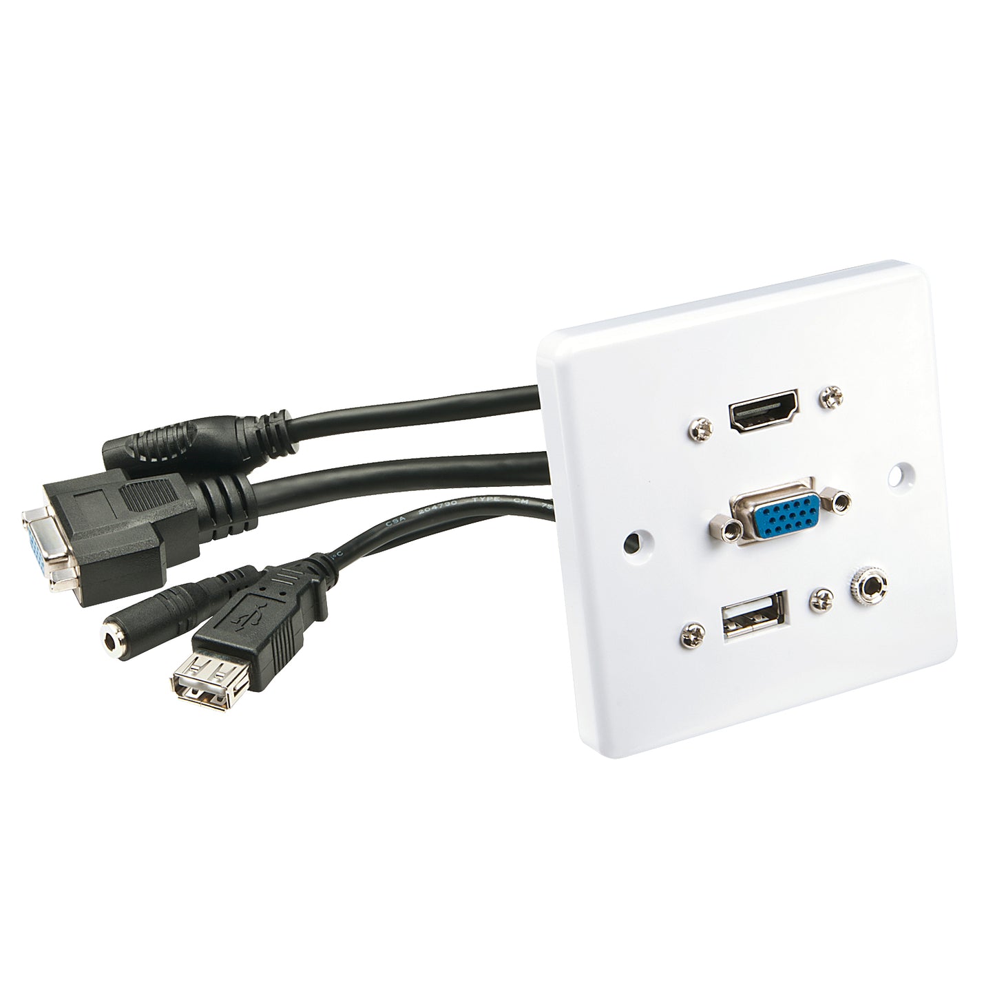 Lindy - 60220 toma de corriente HDMI + VGA + USB A + 3.5mm Blanco