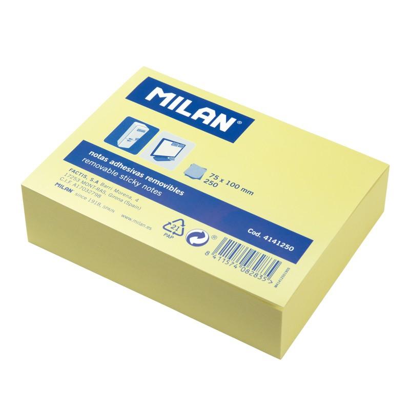 Milan - MILAN BLOC NOTAS ADHESIVAS 250 HOJAS 75X100MM AMARILLO CLARO