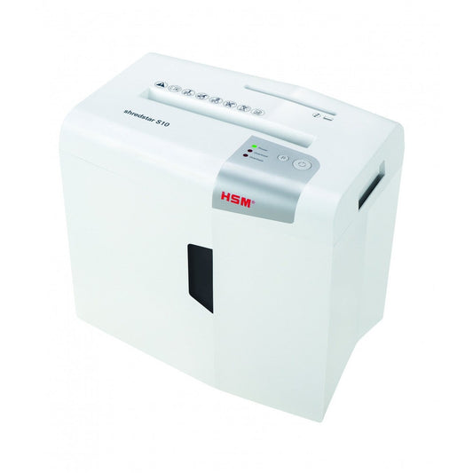 HSM - S10 triturador de papel Corte en tiras 58 dB 22 cm Plata  Blanco