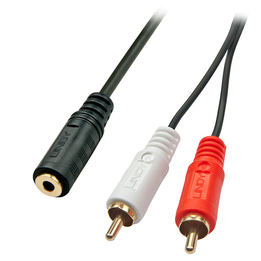 Lindy - 35677 cable de audio 0 25 m 2 x RCA 3 5mm Negro  Rojo  Blanco