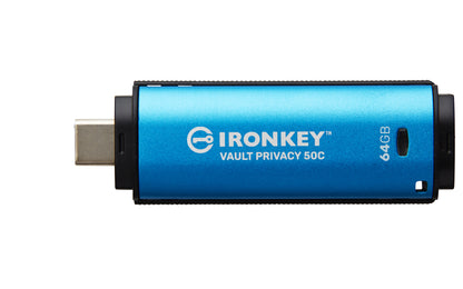 Kingston Technology - IronKey Vault Privacy 50 unidad flash USB 64 GB USB Tipo C 3.2 Gen 1 (3.1 Gen 1) Negro  Azul