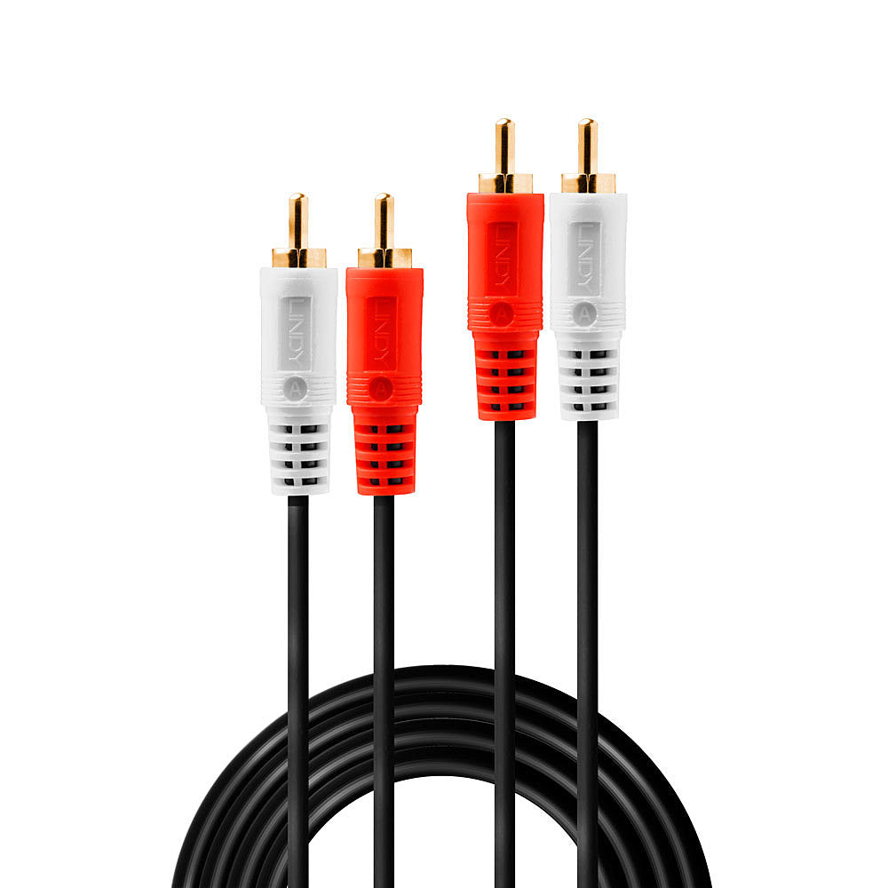 Lindy - 35666 cable de audio 20 m 2 x RCA Negro  Rojo  Blanco