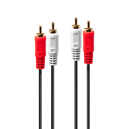 Lindy - 35666 cable de audio 20 m 2 x RCA Negro  Rojo  Blanco