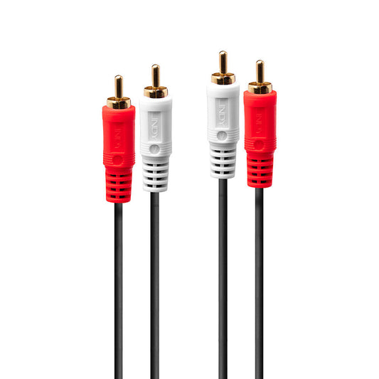 Lindy - 35666 cable de audio 20 m 2 x RCA Negro  Rojo  Blanco