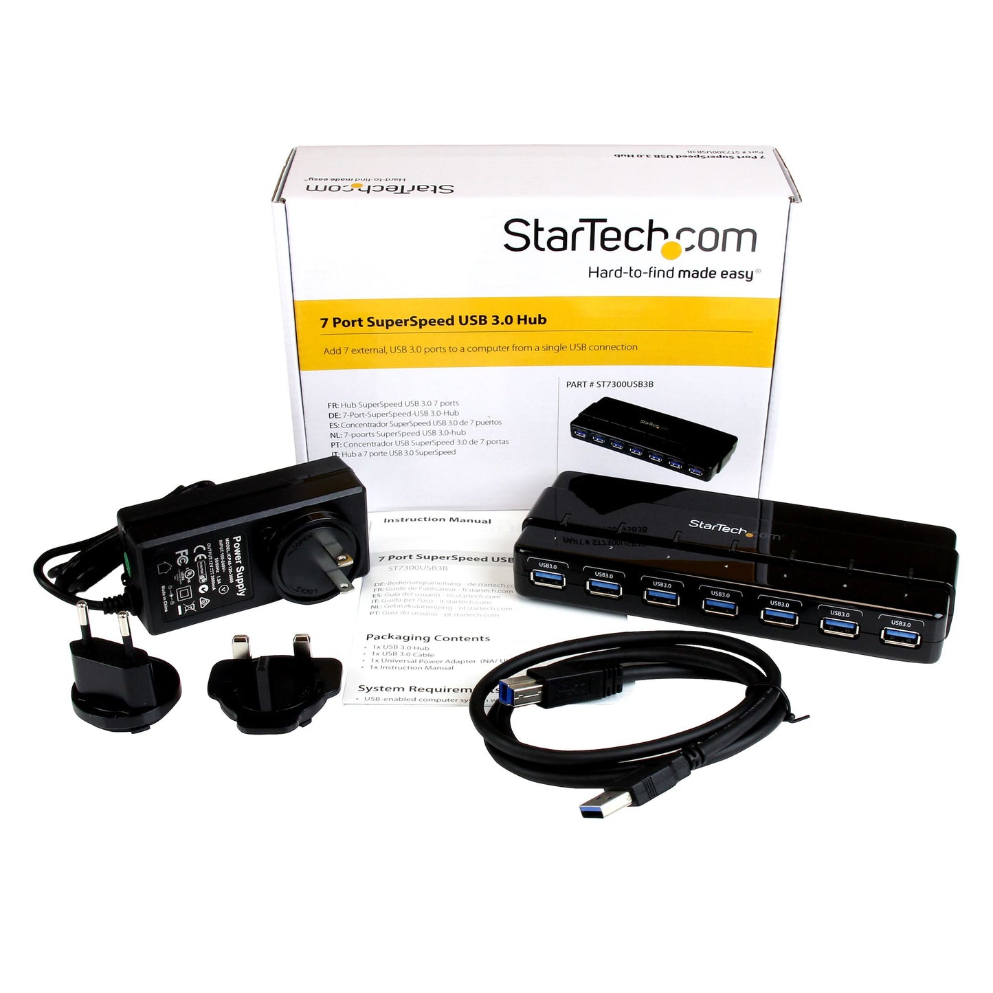 StarTech.com - Concentrador Ladrón USB 3.0 de 7 Puertos - 5Gbps - Hub de Sobremesa