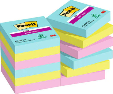 Post-It - 7100242809 nota autoadhesiva Plaza Azul  Verde  Rosa 90 hojas Autoadhesivo