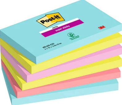 Post-It - Super Sticky Notes Miami 76mmx127mm PK6 nota autoadhesiva Plaza Azul  Verde  Rosa 90 hojas Autoadhesivo