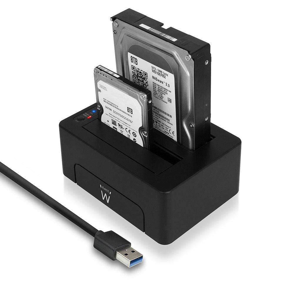 Ewent - EW7014 base de conexión para disco duro USB 3.2 Gen 1 (3.1 Gen 1) Type-A Negro