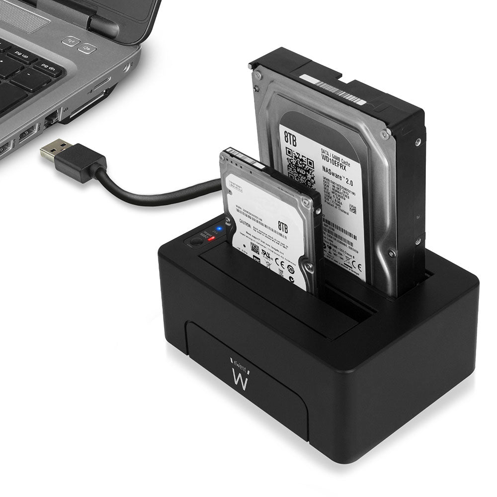 Ewent - EW7014 base de conexión para disco duro USB 3.2 Gen 1 (3.1 Gen 1) Type-A Negro